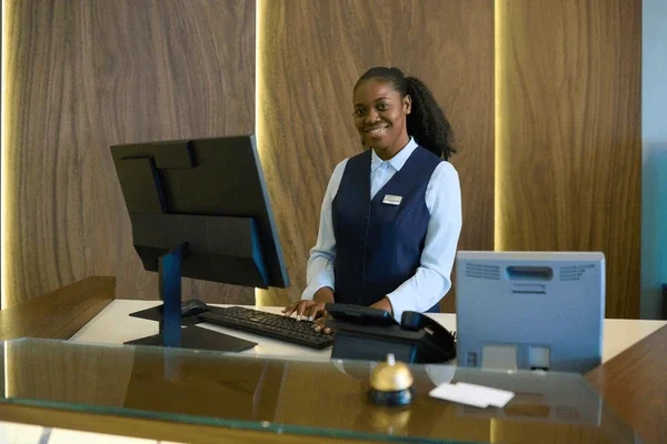 happy young successful female receptionist 600nw 2179747315 happy young successful female receptionist 600nw 2179747315